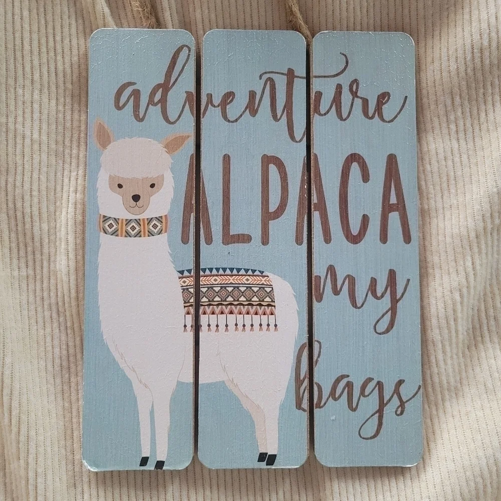 Crystal Art Gallery Adventure Alpaca My Bags Wood Plank Hanging Wall Art Decor